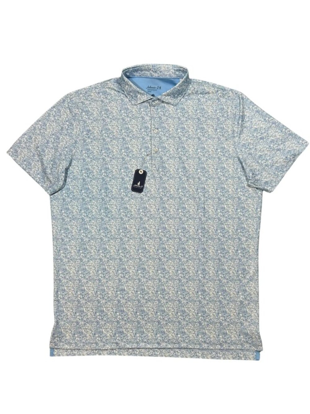 Johnnie-O Mahalo Blue Wildflower Performance Jersey Polo Floral Golf NWT L
